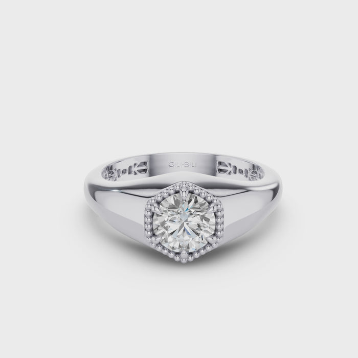 Hexagon Round Lab Grown Diamond Ring