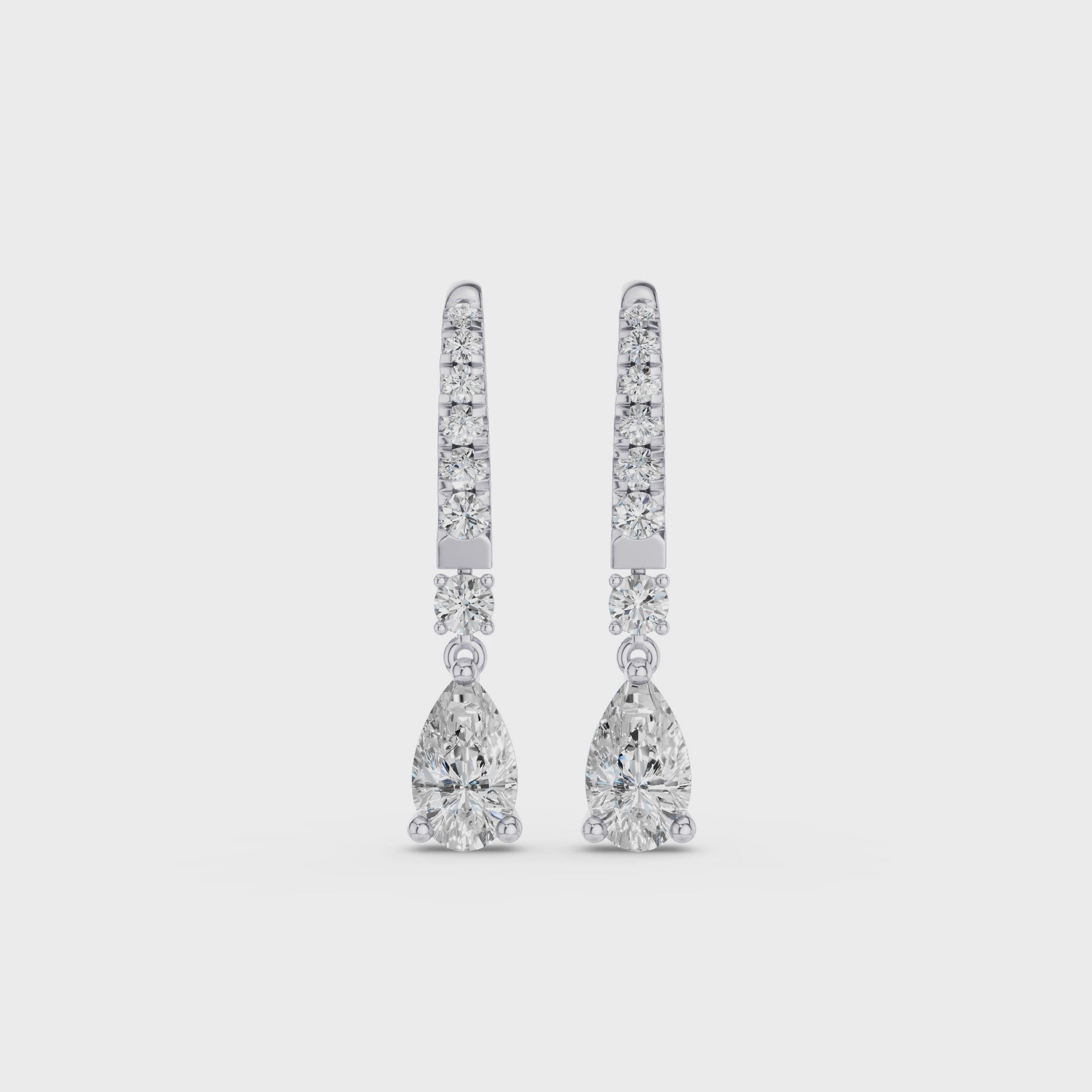 Pear and Round Lab Grown Diamond Drop Earrings
