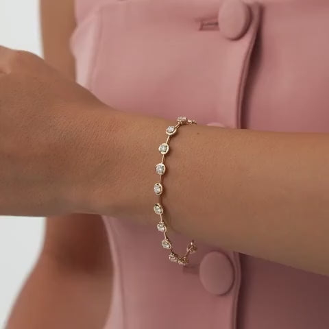 Round Lab Grown Diamond Bar Link Bracelet