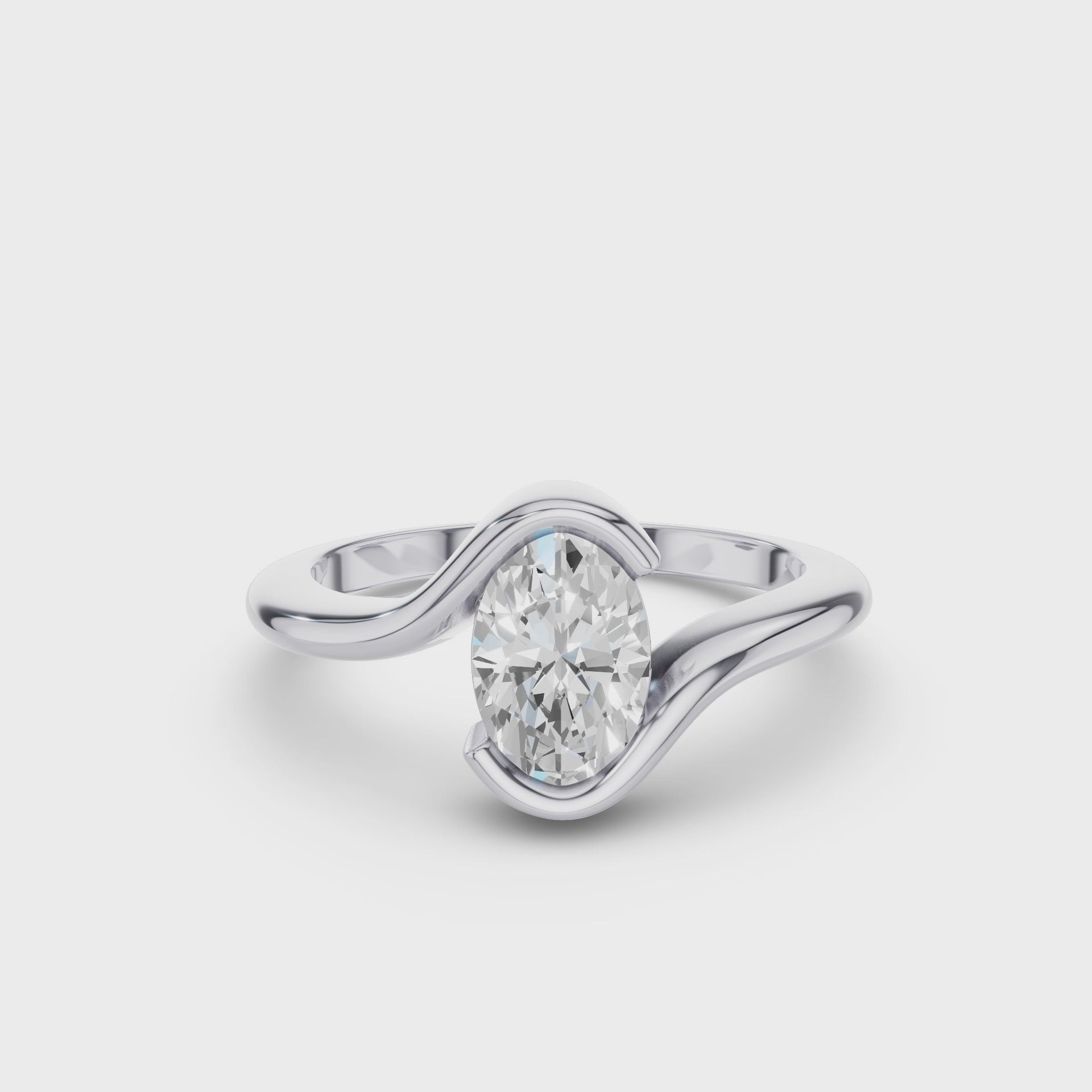 Oval Lab Diamond S Setting Engagement Ring