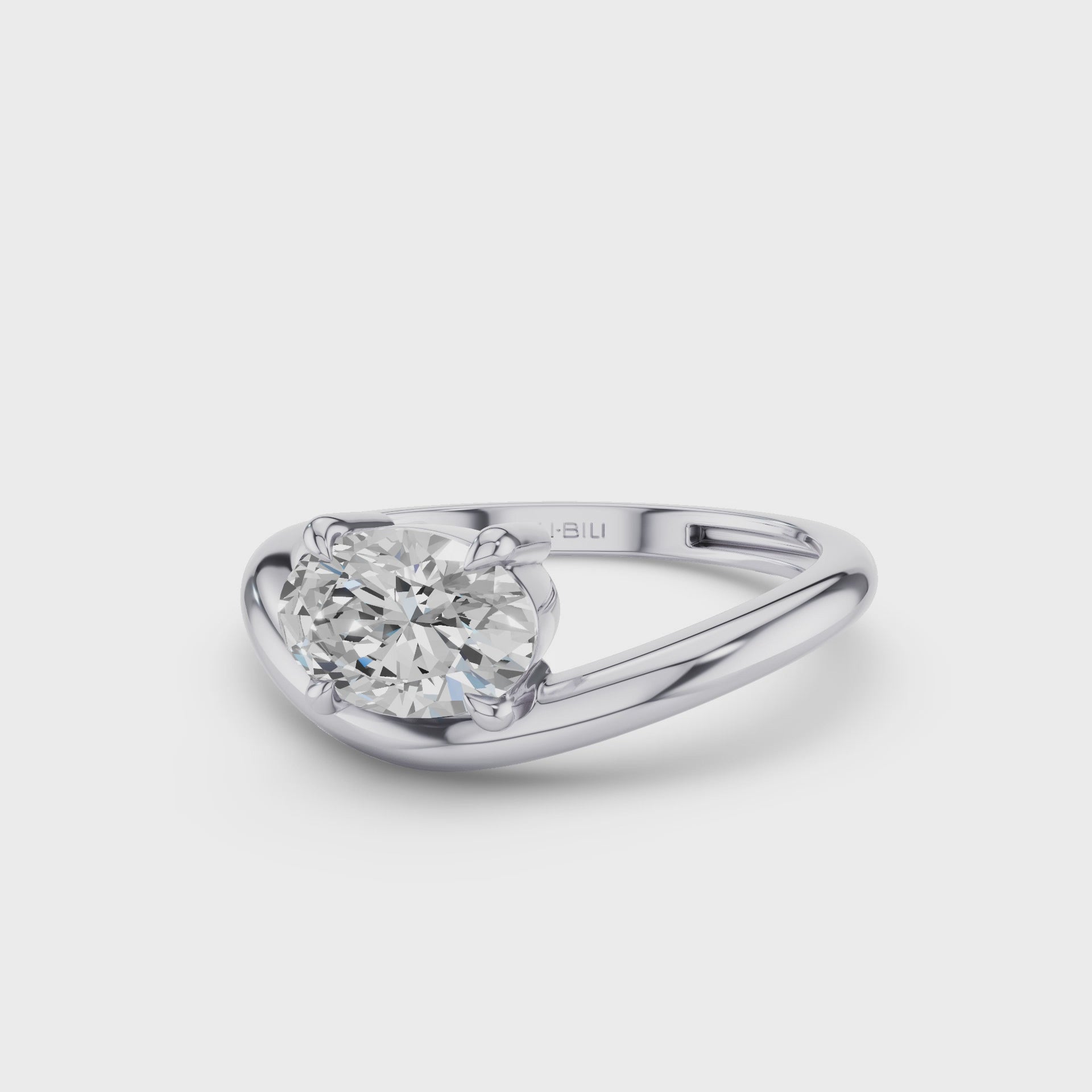 Oval Cut Lab Grown Dimoand Wavy Engagement Ring