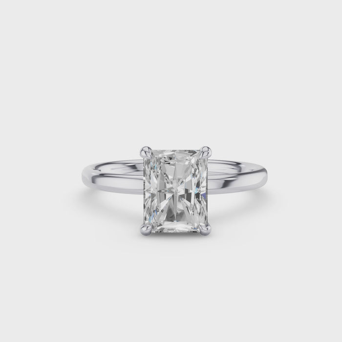Radiant Cut Lab Grown Diamond Hidden Halo Engagement Ring