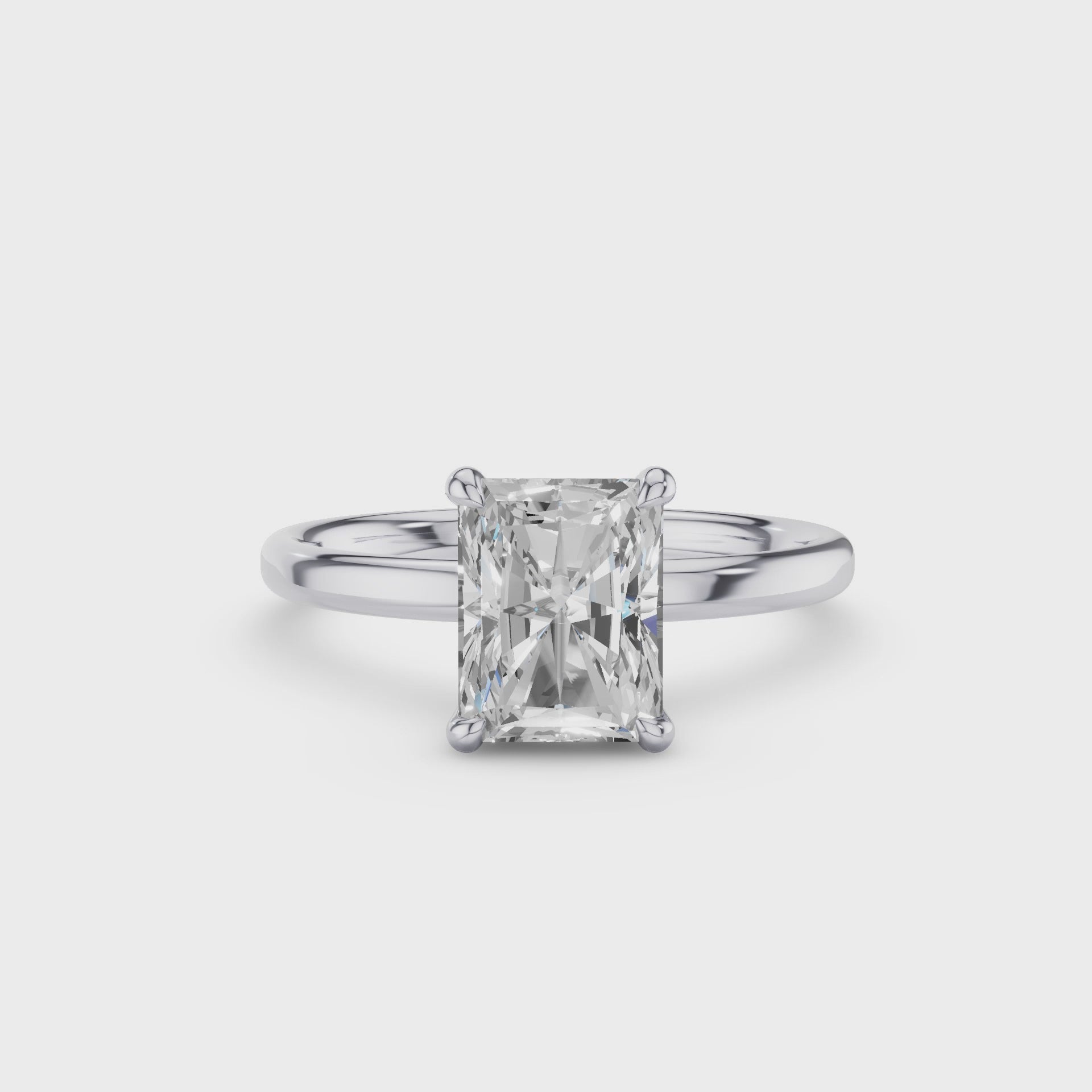 Radiant Cut Lab Grown Diamond Hidden Halo Engagement Ring