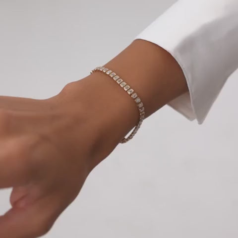 Bezel Set Emerald Cut Tennis Bracelet