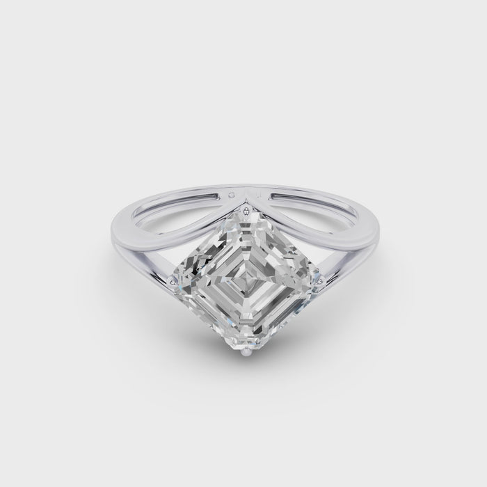 Asscher Cut Lab Grown Diamond Solitaire Engagement Ring