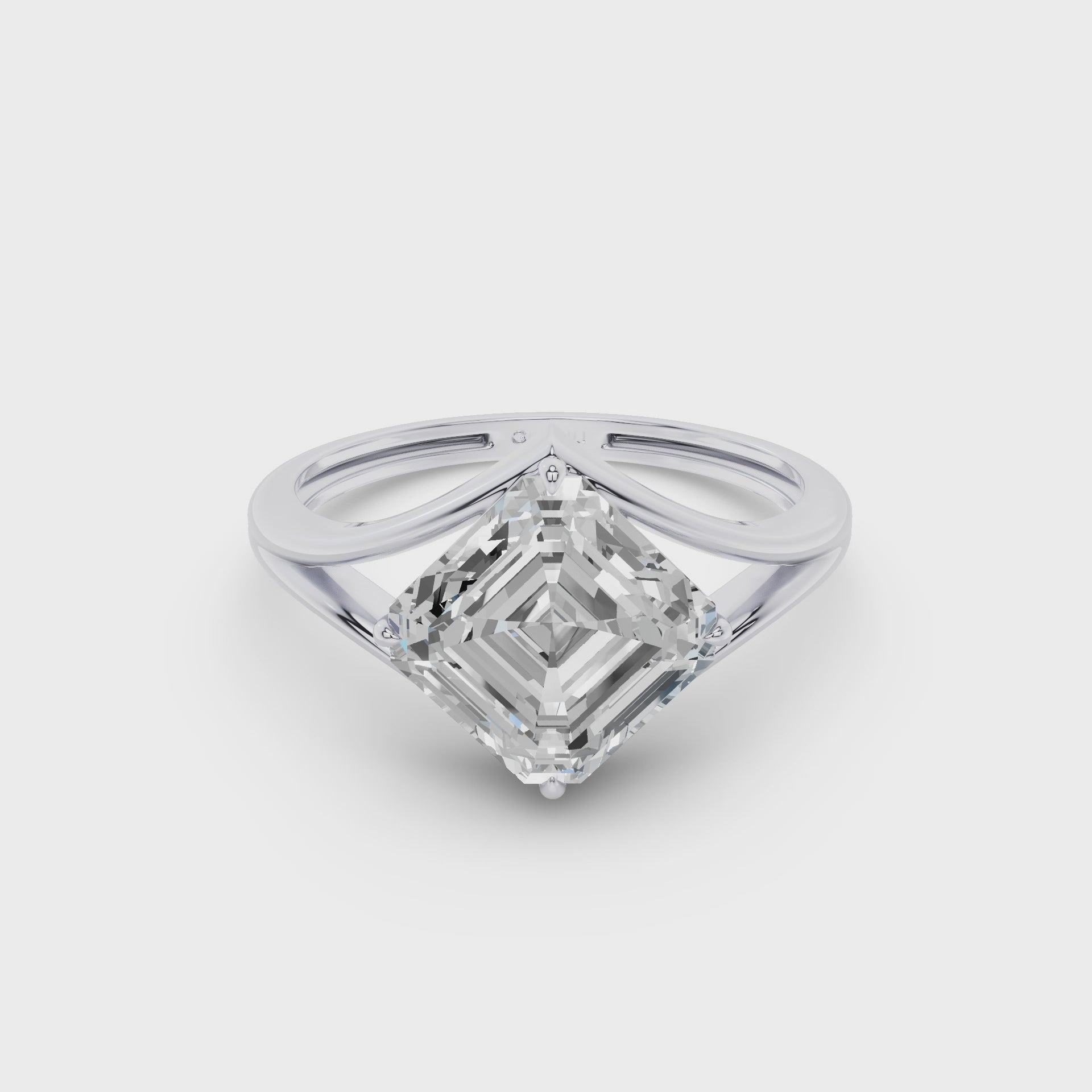 Asscher Cut Lab Grown Diamond Solitaire Engagement Ring