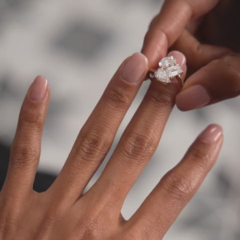 Multi Shape Lab Gown Diamond Cocktail Ring