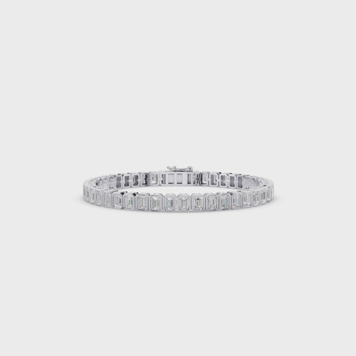 Bezel Set Emerald Cut Tennis Bracelet