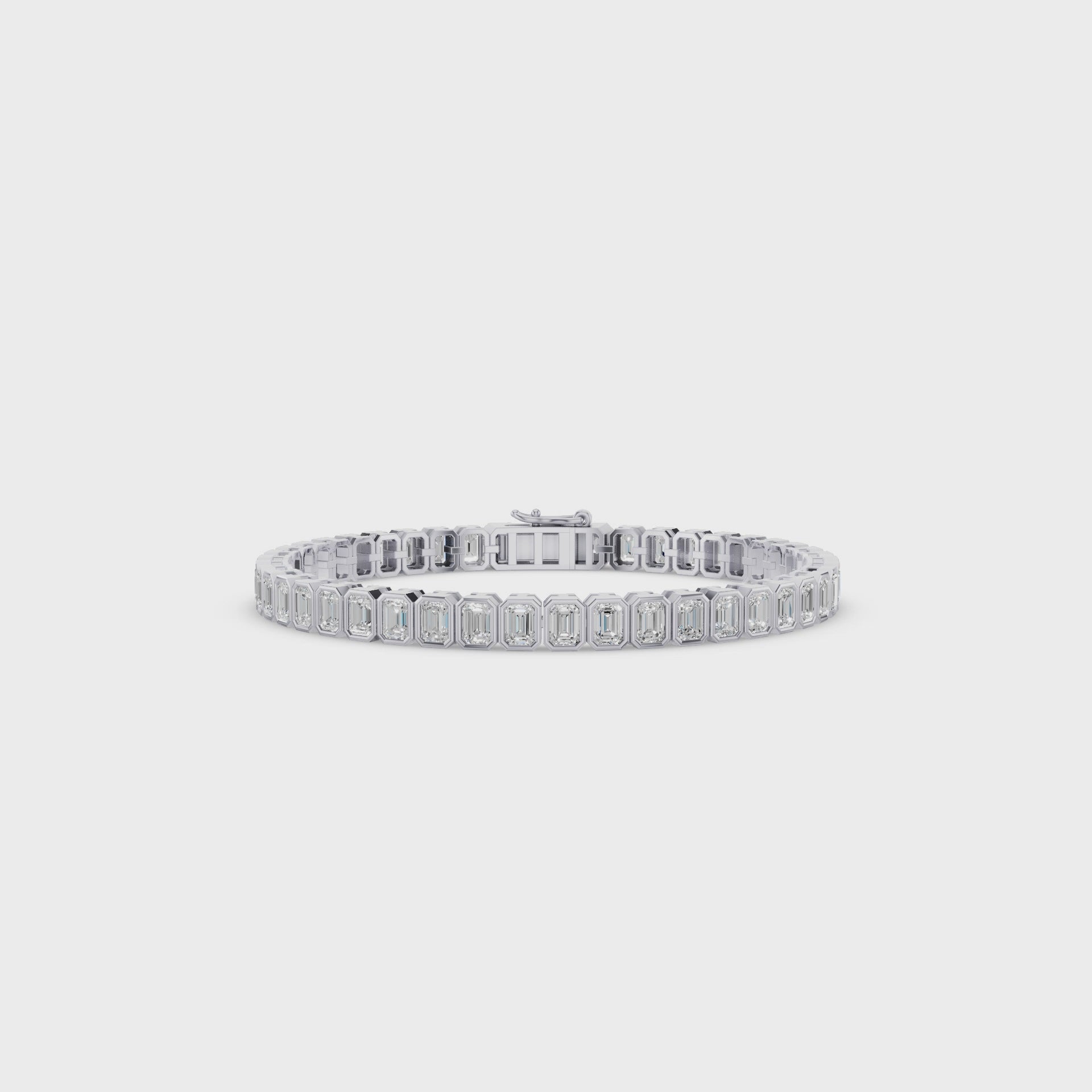 Bezel Set Emerald Cut Tennis Bracelet