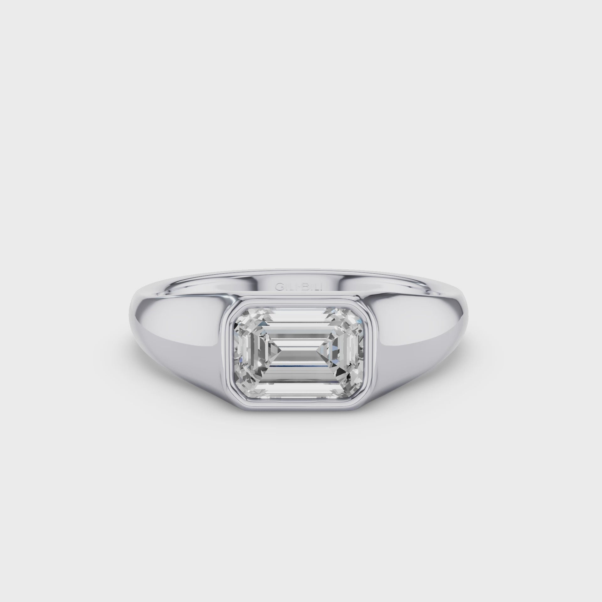 East West Set Emerald Cut Lab Grown Diamond Engagement Ring