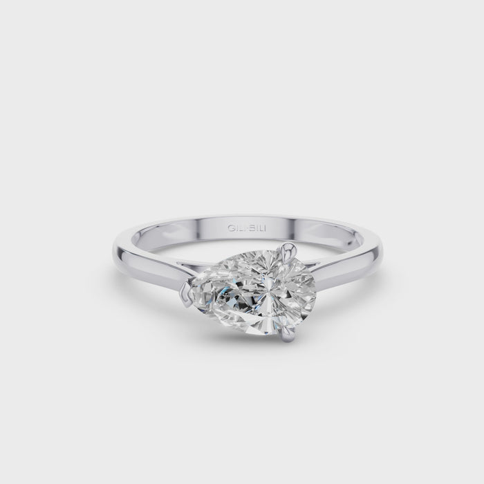 Pear Shape East West Setting Diamond Engagement Ring