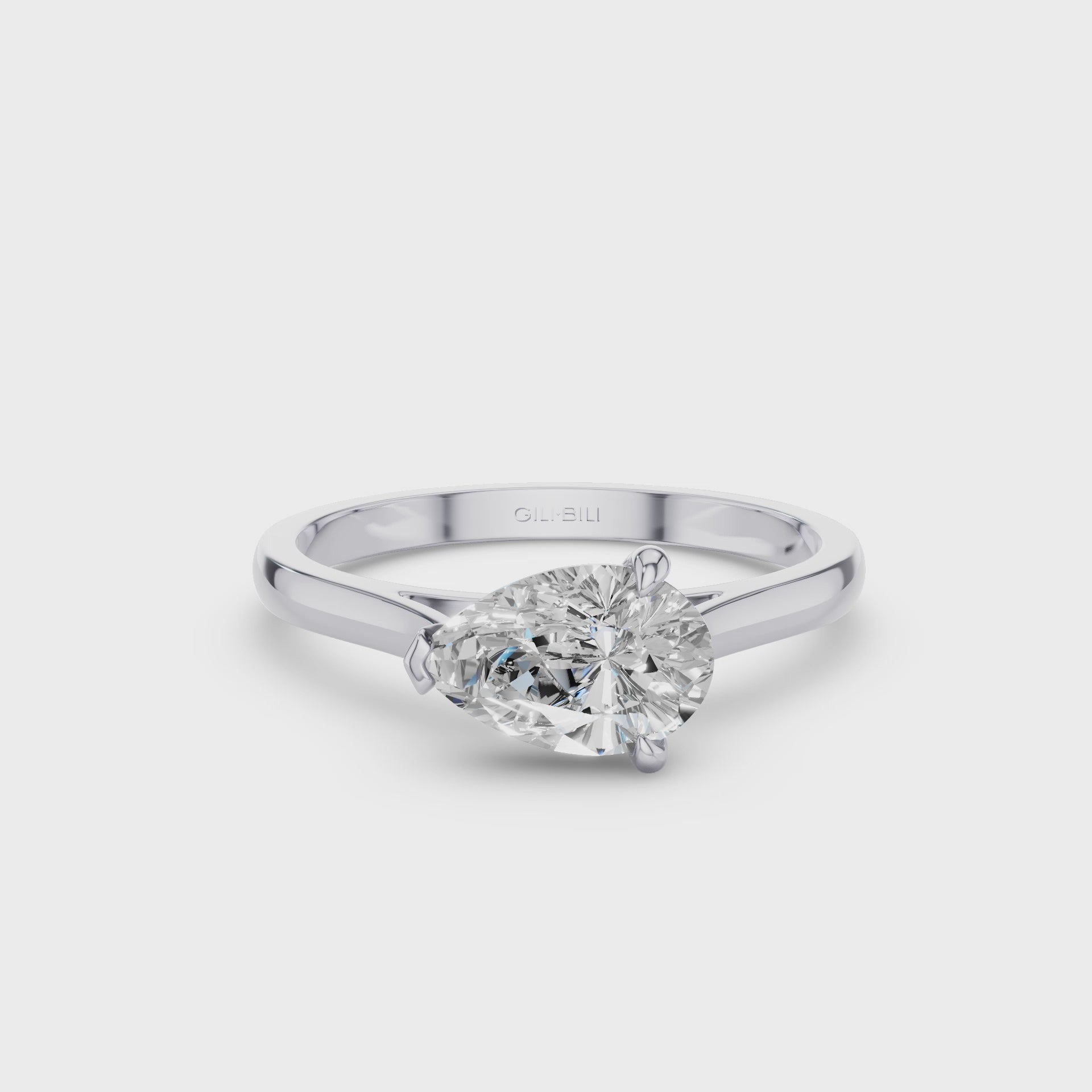Pear Shape East West Setting Diamond Engagement Ring