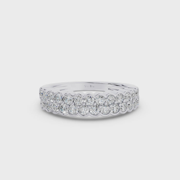 Double Row Half Bezel Set Lab Grown Diamond Wedding Ring