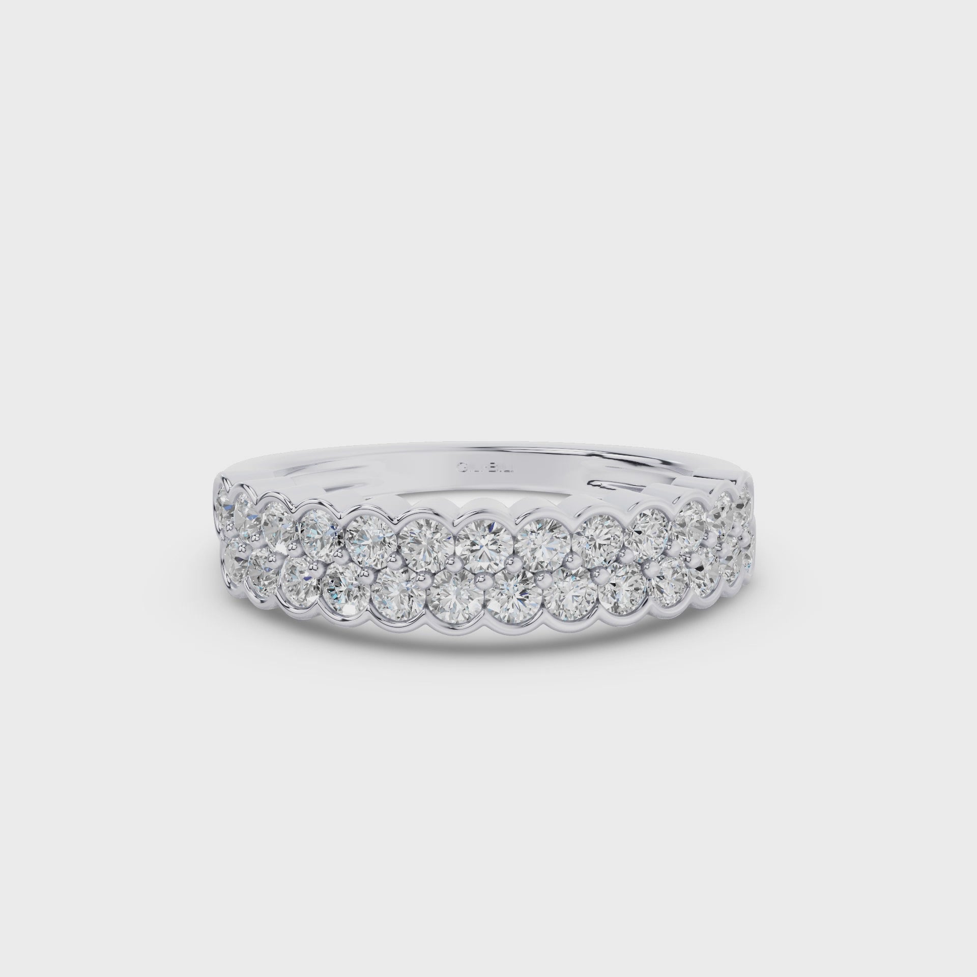 Double Row Half Bezel Set Lab Grown Diamond Wedding Ring