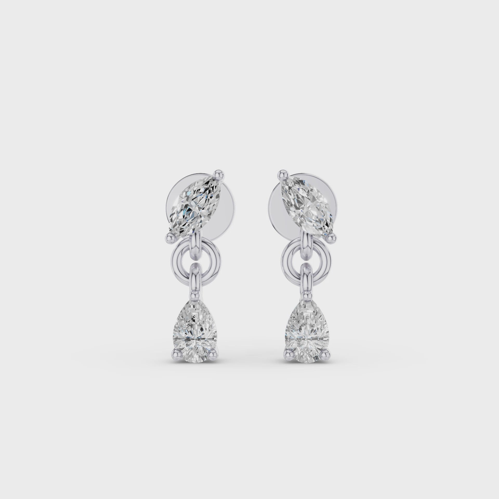 Pear and Marquise Dangling Diamond Earrings