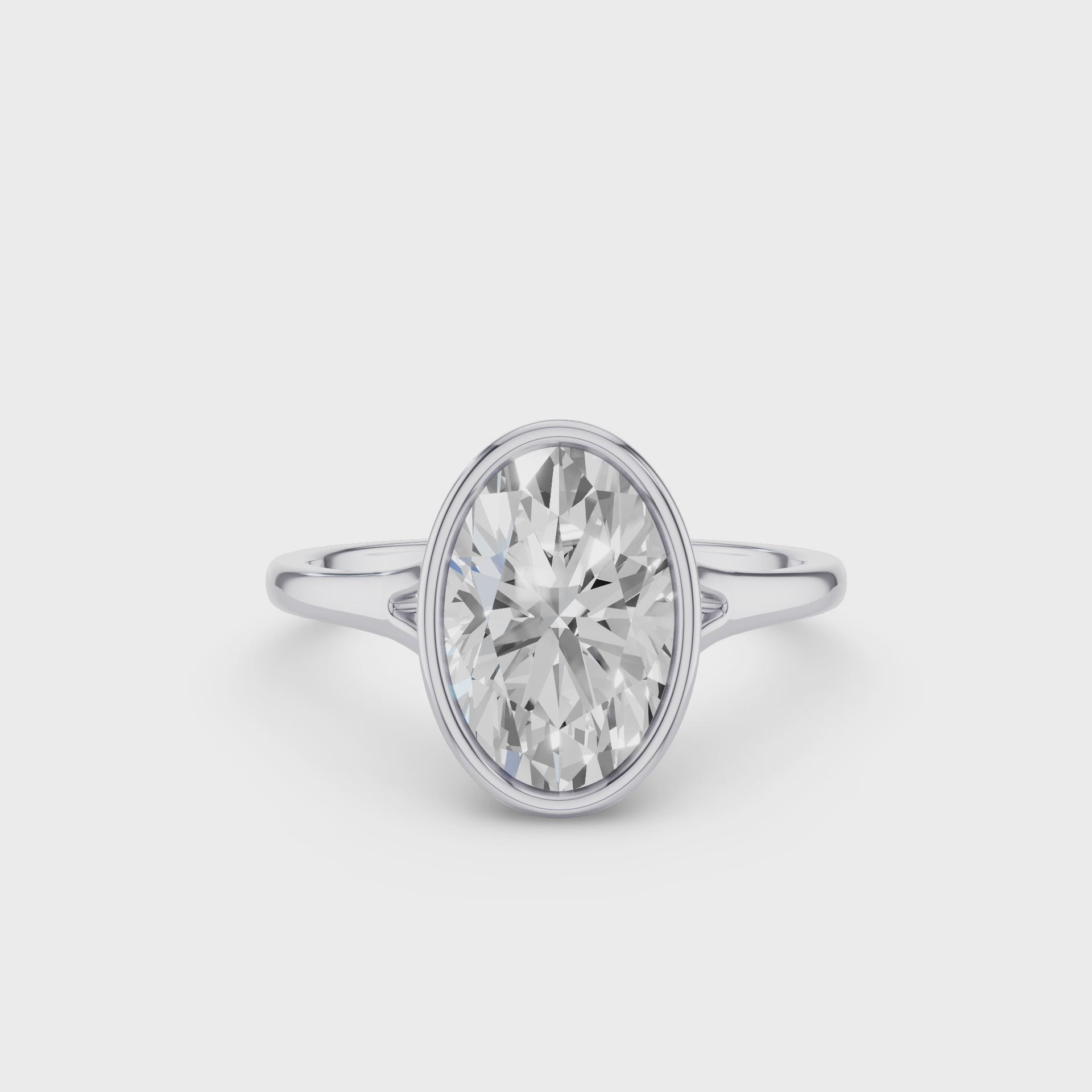 Solitaire Oval Cut Bezel Set Lab Diamond Engagement Ring