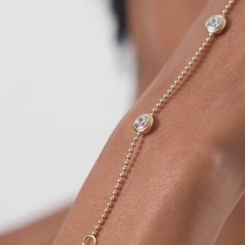 Stackable Beaded Gold Diamond Bracelet
