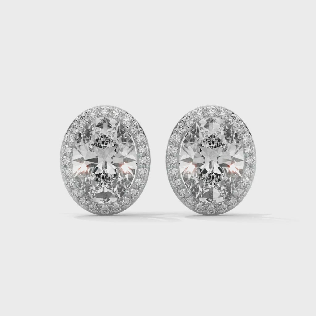 3 carat oval lab diamond stud for women