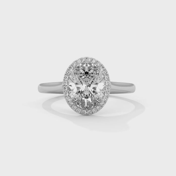 oval halo ring with white gold
