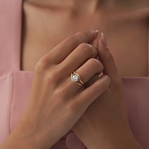 Unique Split Shank Round Lab Grown Diamond Engagement Ring