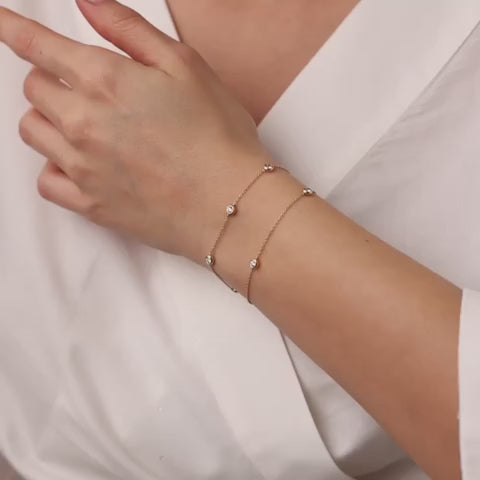 3 Stone Solitaire Diamond Yard Bracelet