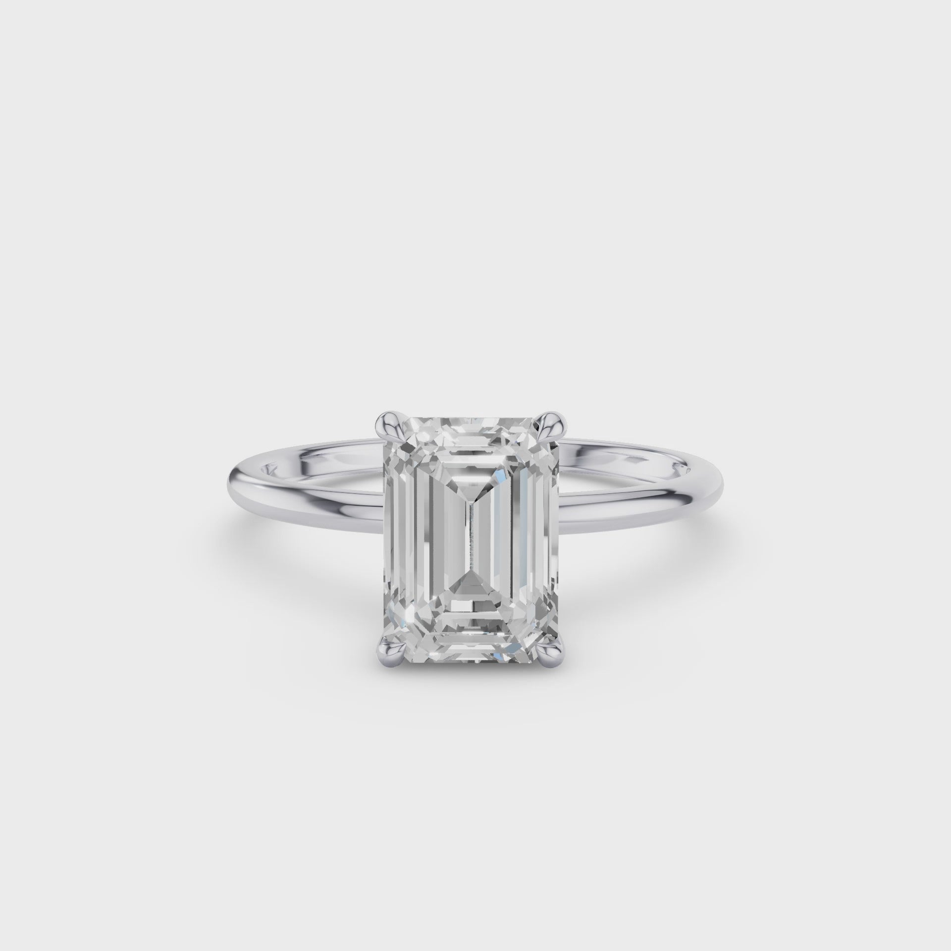 Emerald Cut Lab Grown Diamond Hidden Halo Engagement Ring