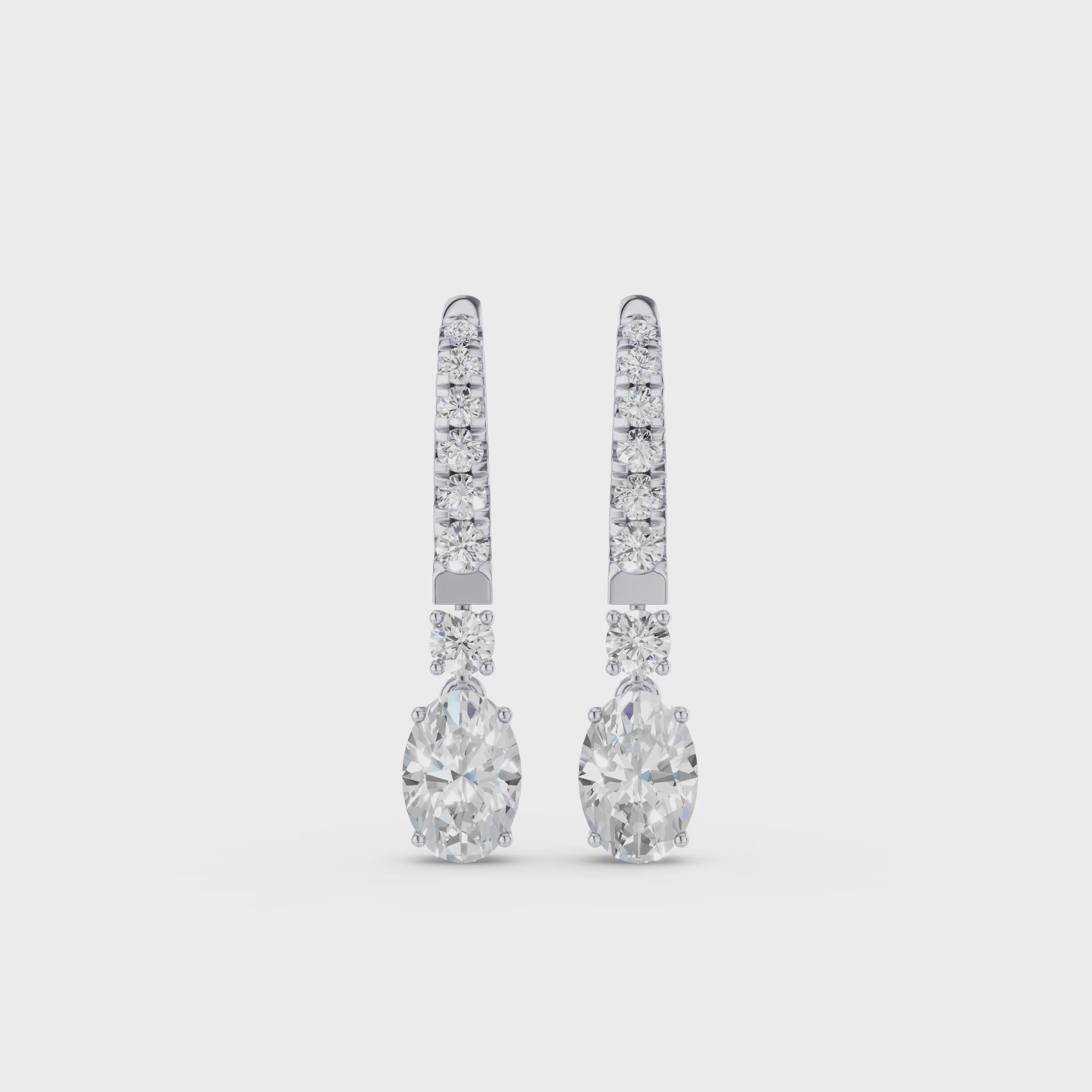 Oval and Round Lab Grown Diamond Drop Earrings