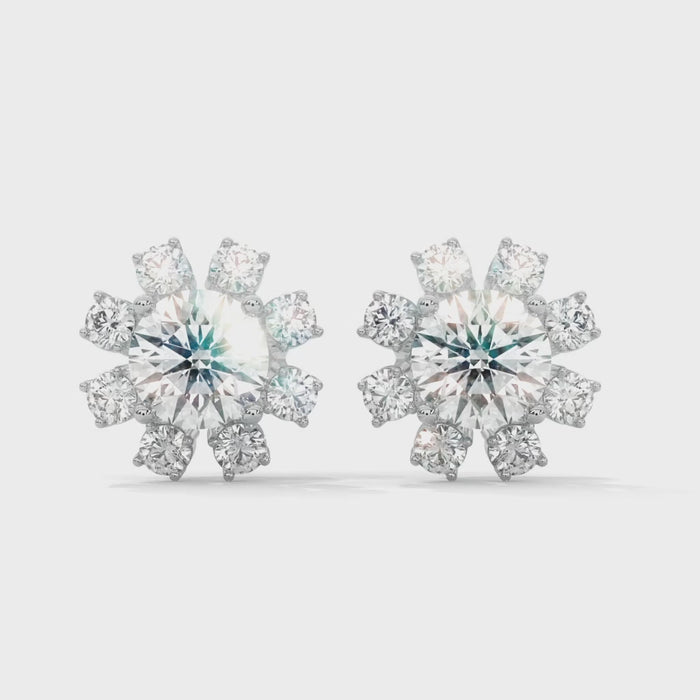 floral diamond stud
