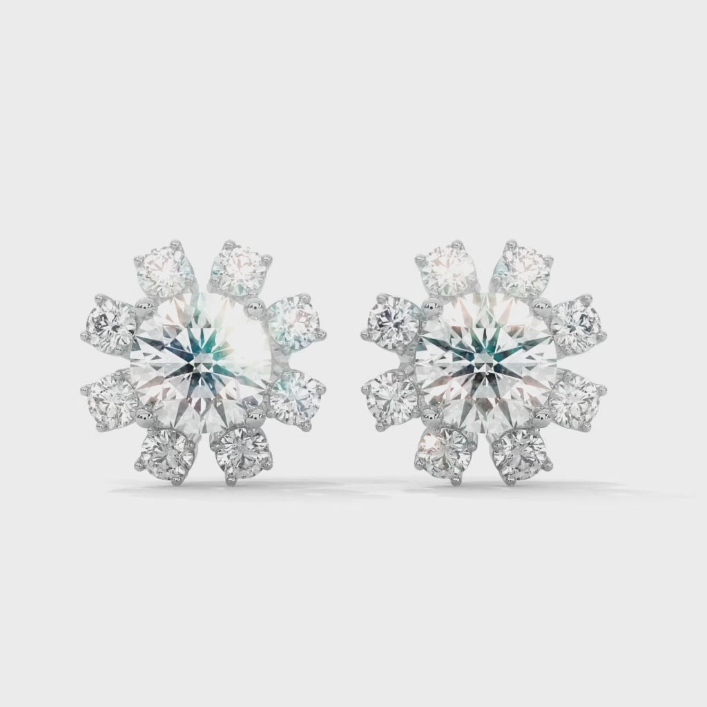floral diamond stud