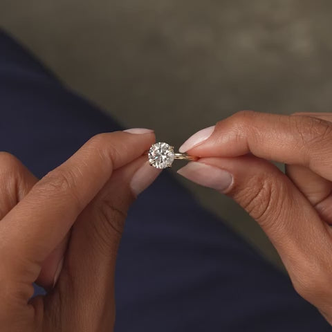 Round Brilliant Lab Grown Diamond Engagement Ring with Hidden Halo