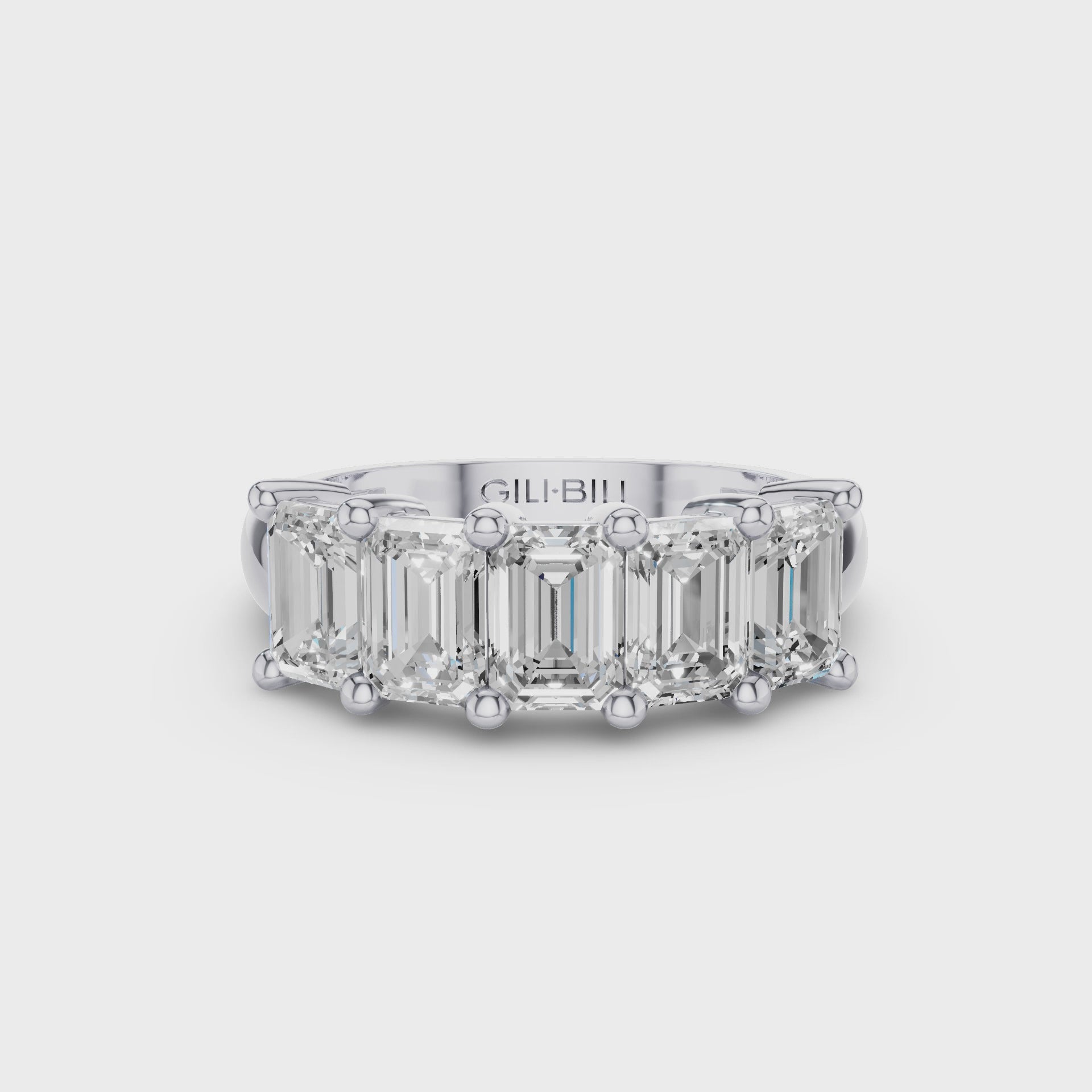 Five Stone Emerald Cut Lab Grown Diamond Anniversary Ring