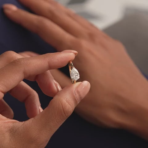 Pear Shape East West Setting Diamond Engagement Ring