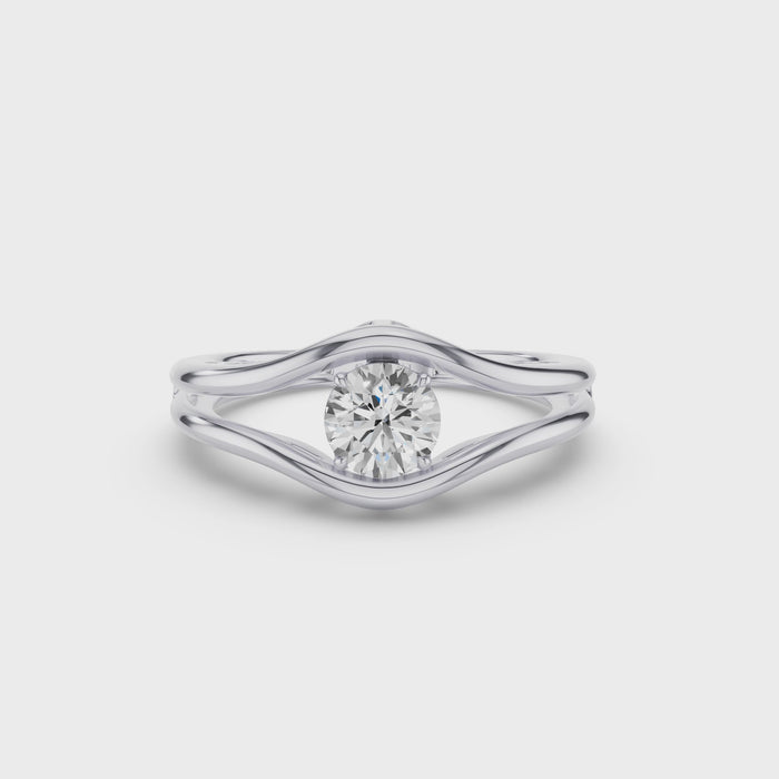 Unique Split Shank Round Lab Grown Diamond Engagement Ring