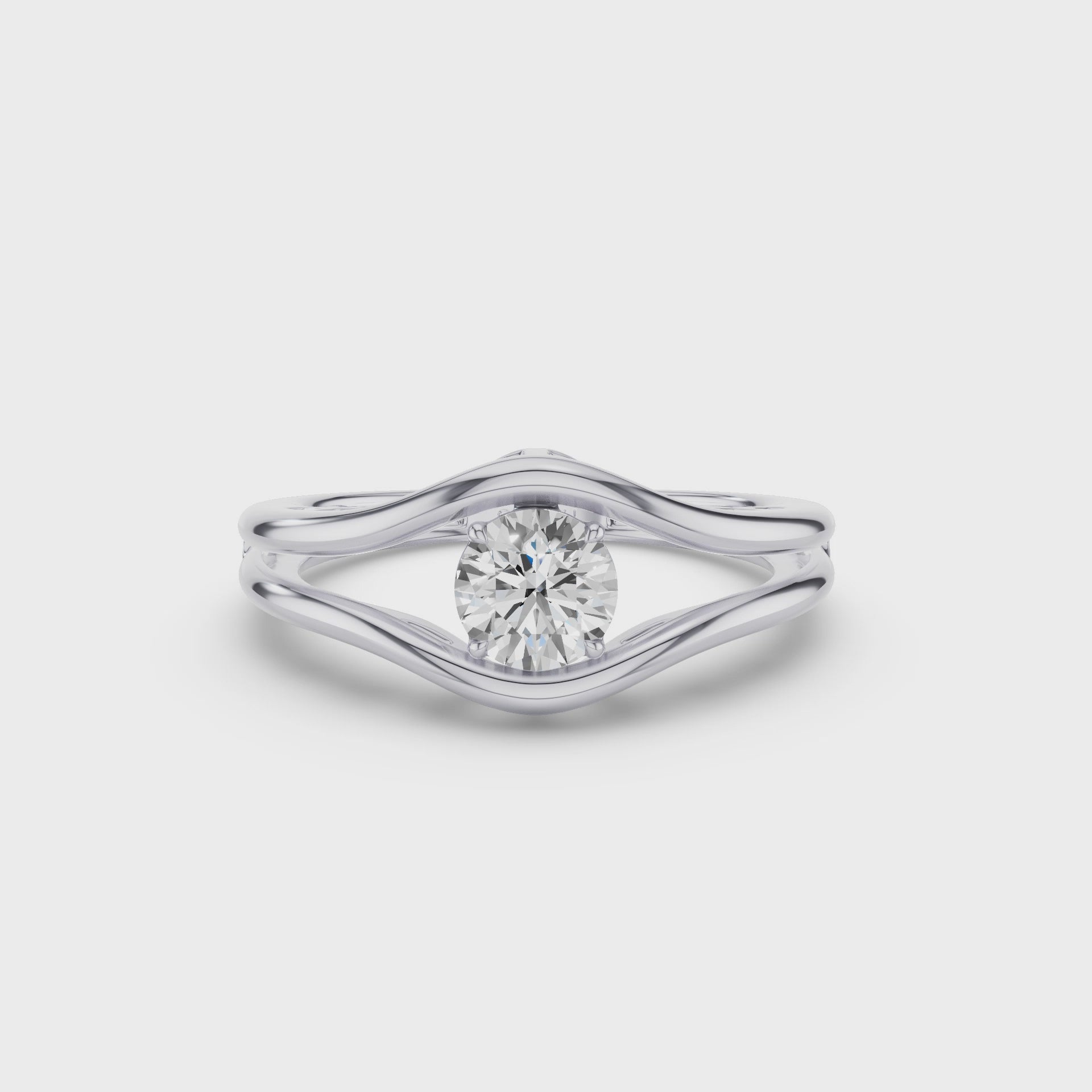 Unique Split Shank Round Lab Grown Diamond Engagement Ring
