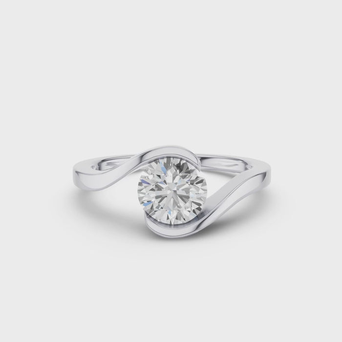 Round Shape Lab Grown Diamond Bypass Setting Engagement Ring