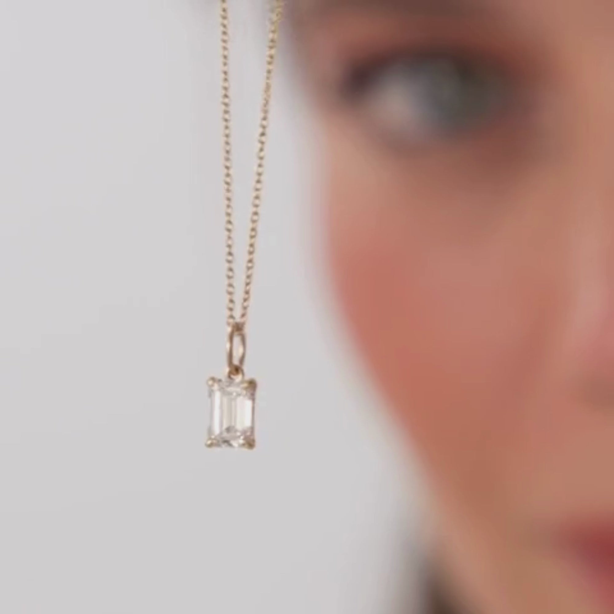 Emerald Cut Lab Grown Diamond Classic Charm Necklace