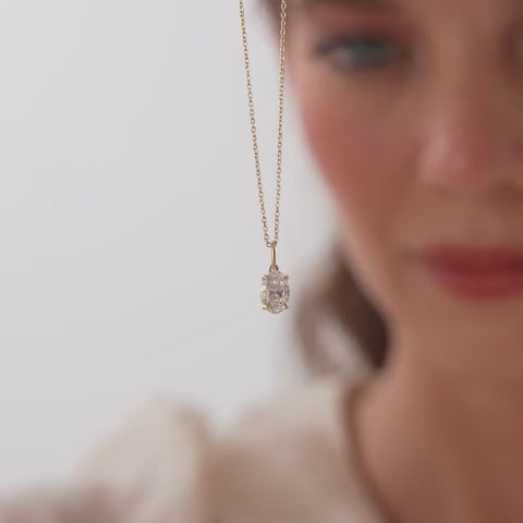 Oval Cut Lab Grown Diamond Classic Charm Necklace