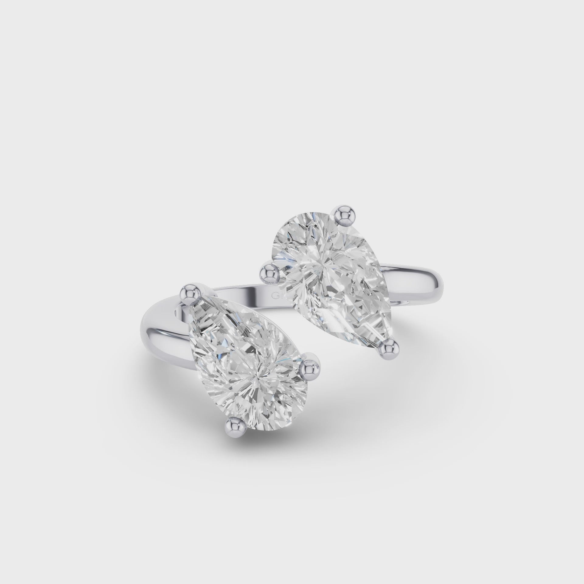 Pear Shaped Lab Grown Diamond Toi et Moi Ring