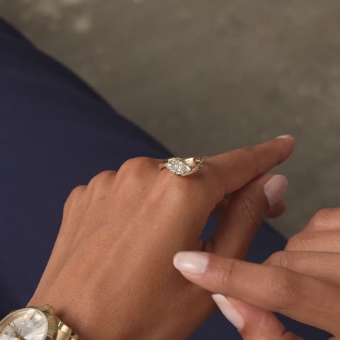 Marquise Shaped Lab Grown Diamond Criss Cross Engagement Ring