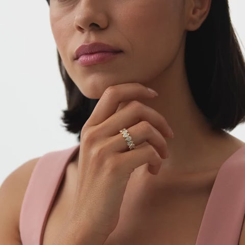 Bezel Setting Pear Shaped Lab Grown Diamond Eternity Ring