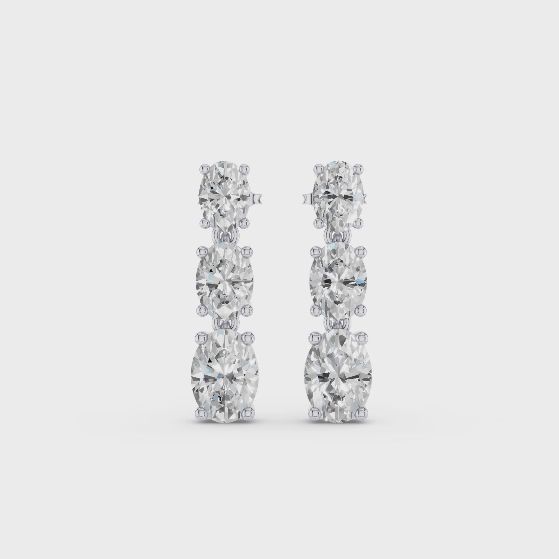 Prong Setting Oval Cut Lab Grown Diamond Dangling Earrings