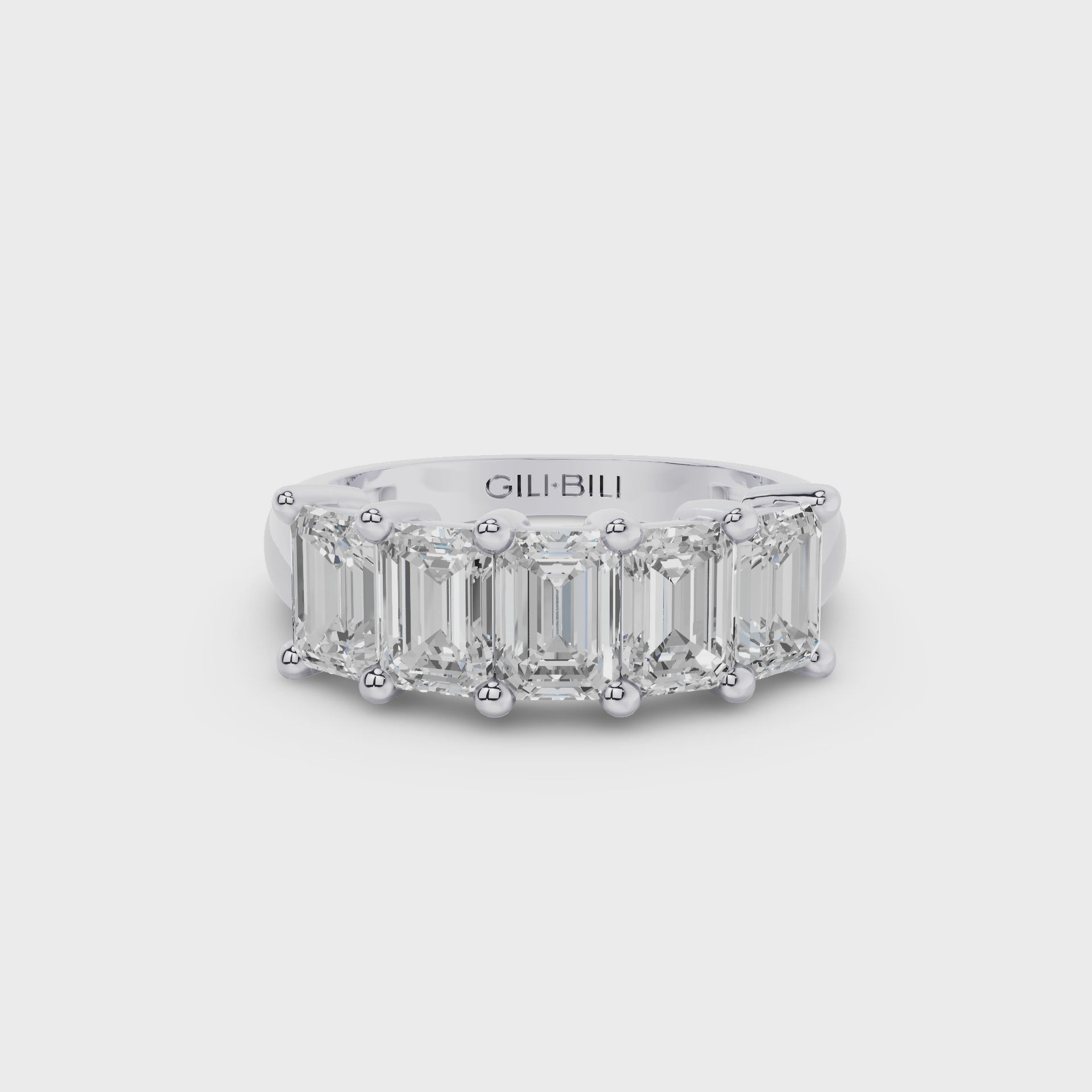 Five Stone Emerald Cut Lab Grown Diamond Anniversary Ring
