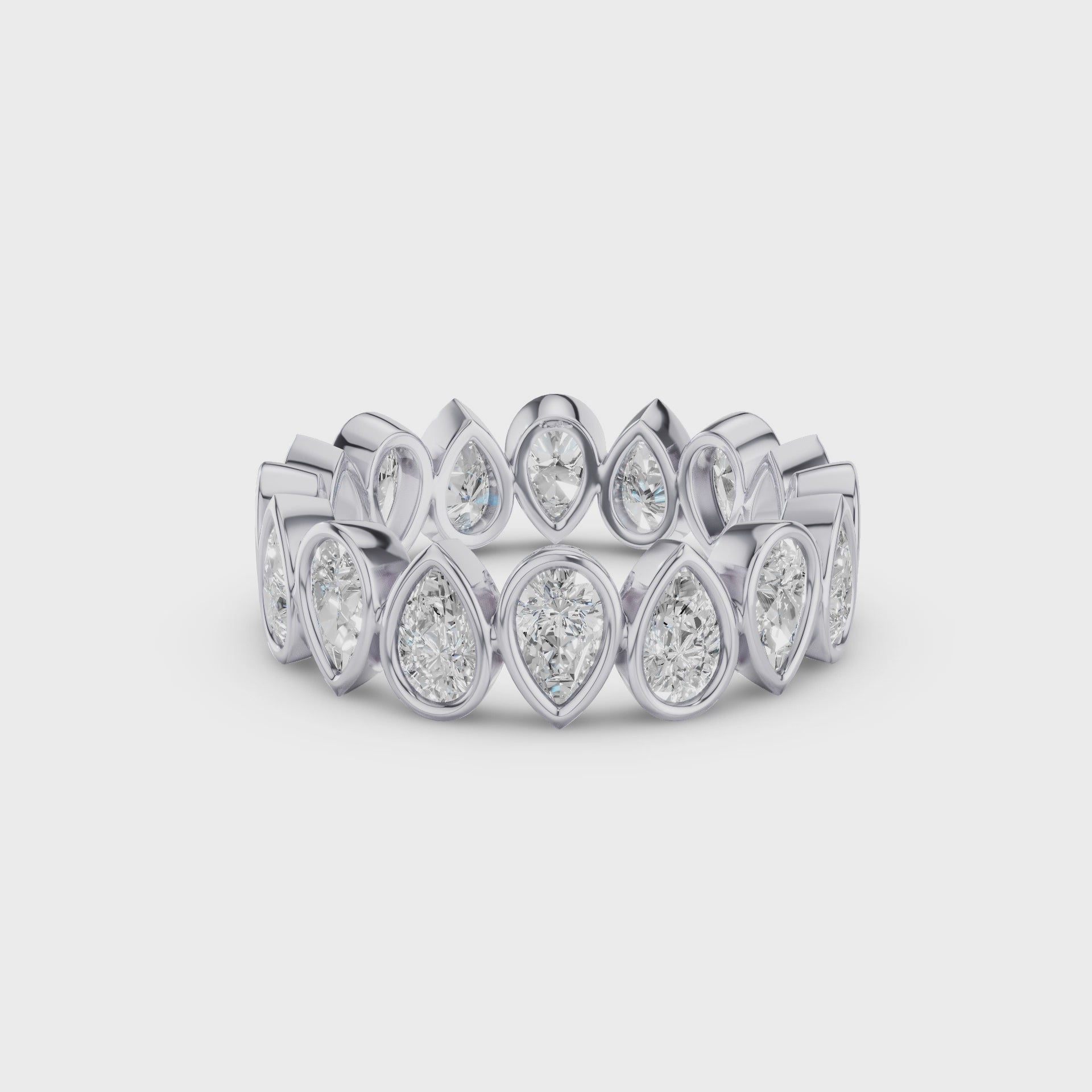 Bezel Setting Pear Shaped Lab Grown Diamond Eternity Ring