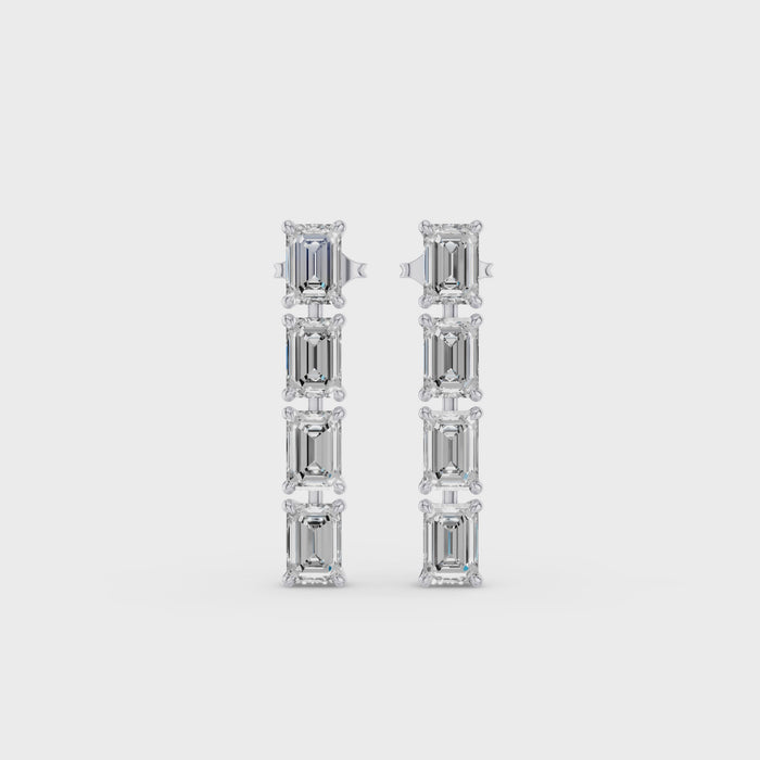 Emerald Cut Dangling Diamond Earrings