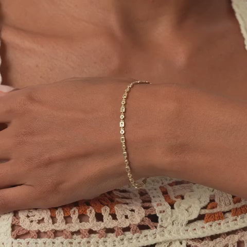 Round And Baguette Diamond Bezel Set Bracelet