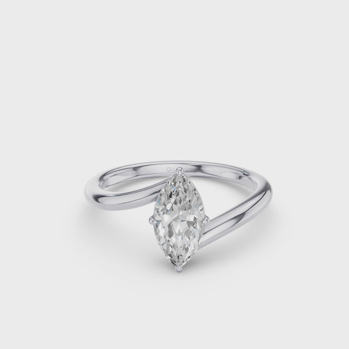 Marquise Shaped Lab Grown Diamond Bypass Setting Engagement Ring