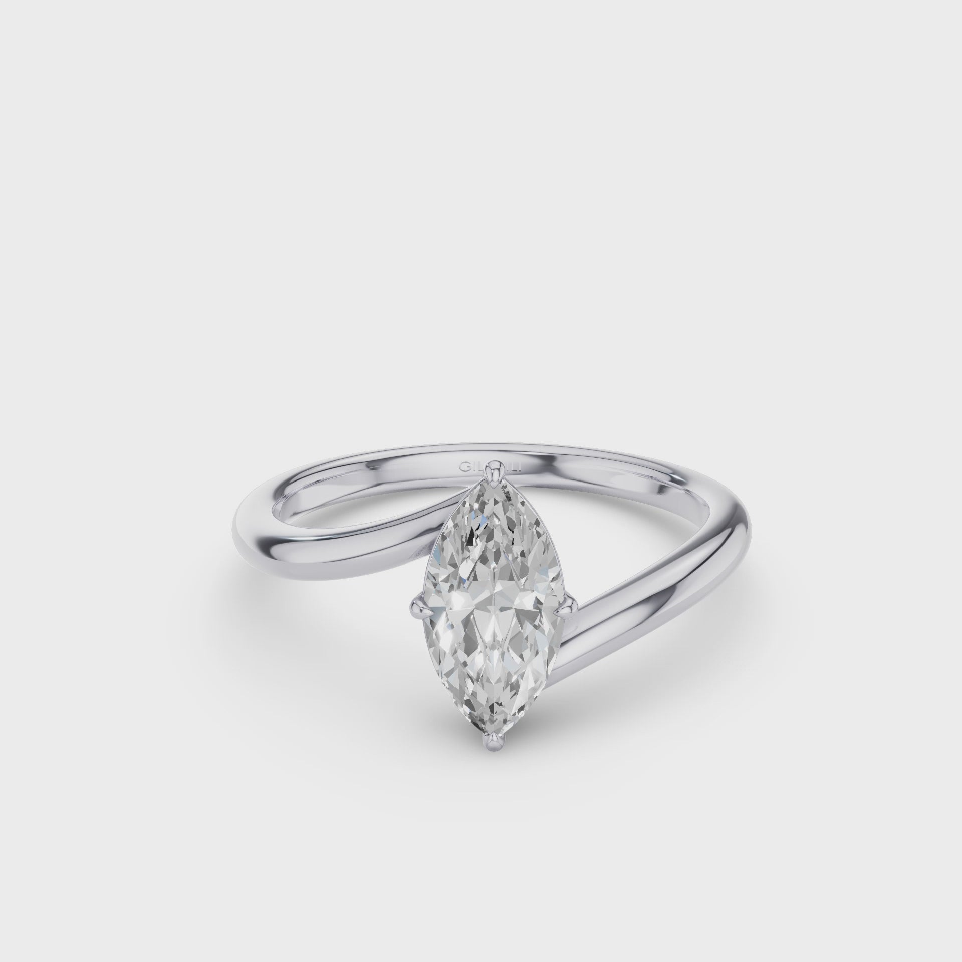 Marquise Shaped Lab Grown Diamond Bypass Setting Engagement Ring