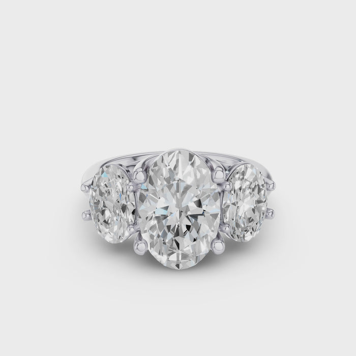 Oval Three Stone Diamond Engagement Ring