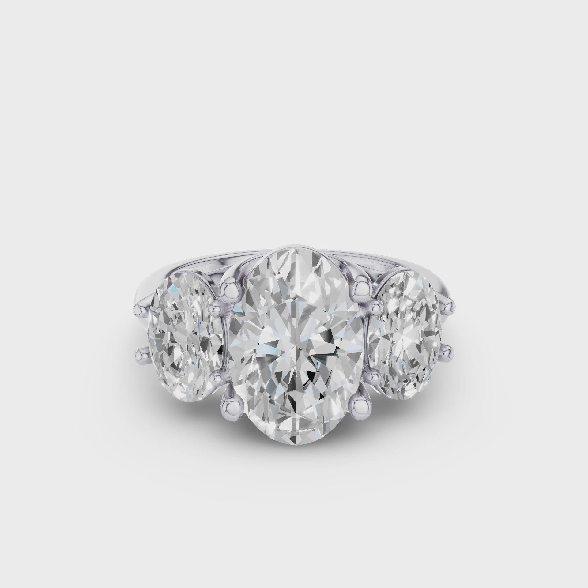Oval Three Stone Diamond Engagement Ring