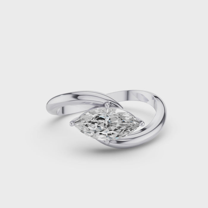 Marquise Shaped Lab Grown Diamond Criss Cross Engagement Ring